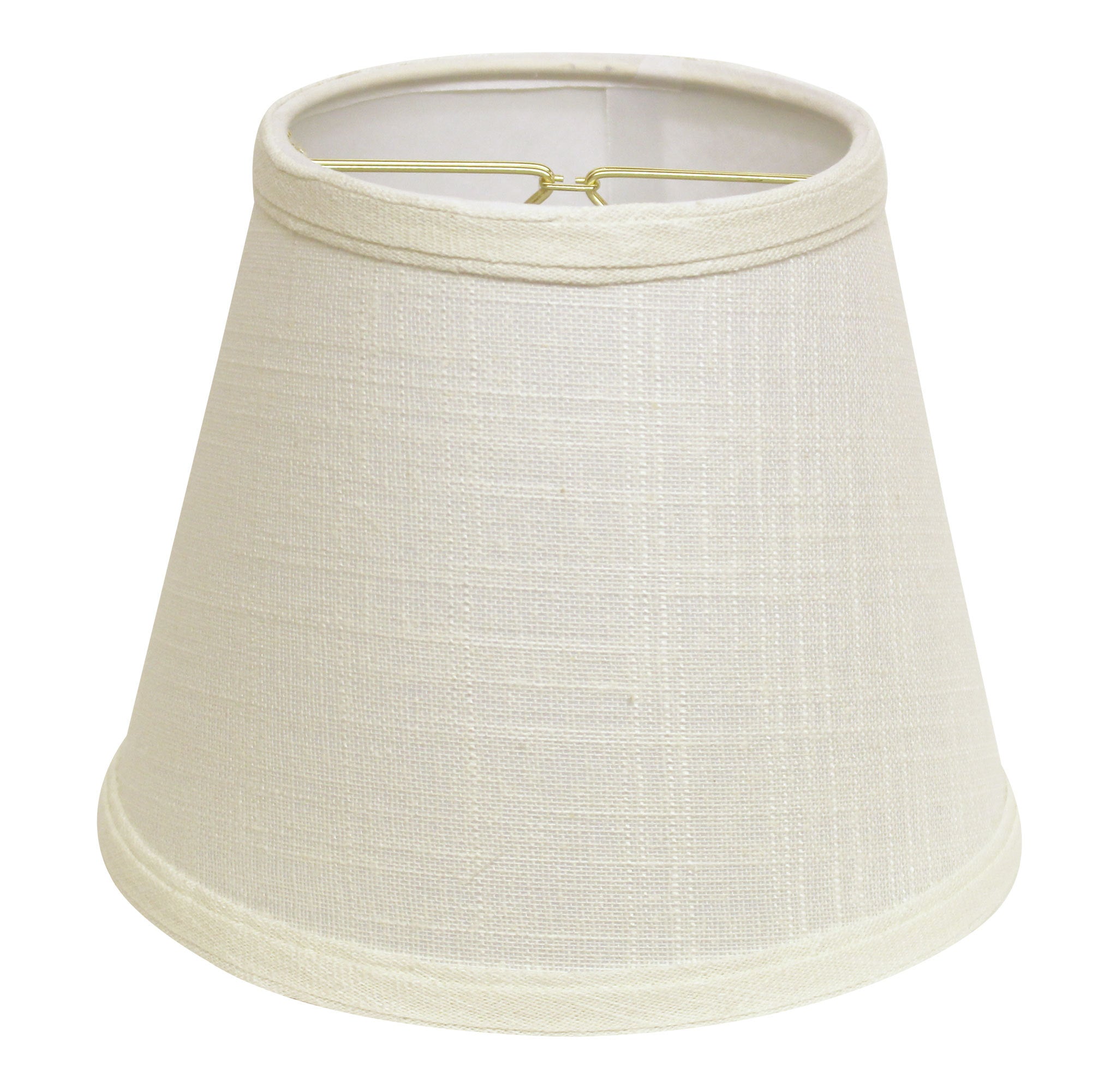 Empire Hardback Lampshade With Bulb Clip, White Fabric Lampshade For Table Lamps, Natural Linen, 5" Top X 8" Bottom X 6.5" Height White Linen