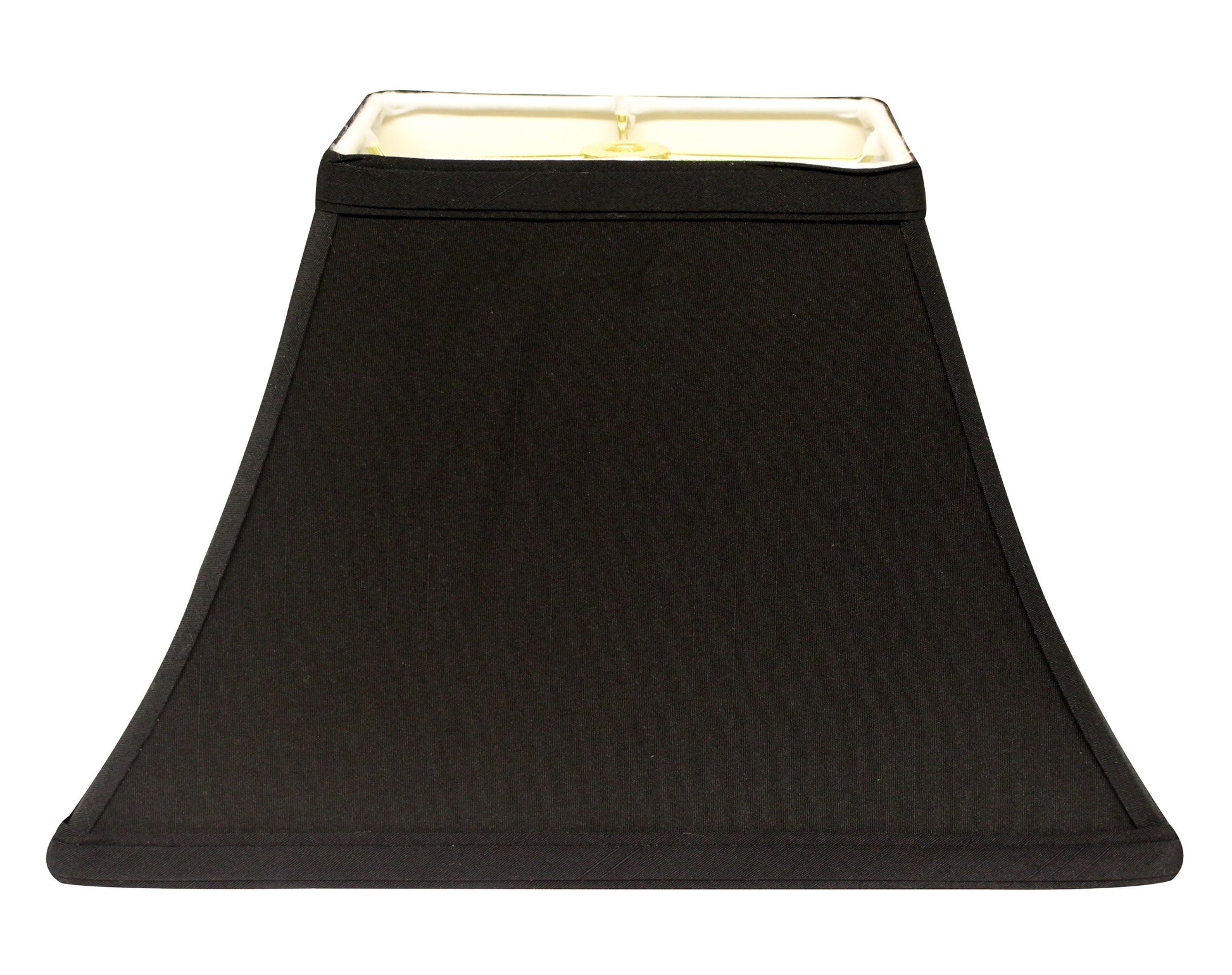 Rectangle Bell Hardback Lampshade With Washer Fitter, Black Natural Fabric Lampshade With White Lining For Table Lamps, 5" Top X 12" Bottom X 9" Height Black White Shantung