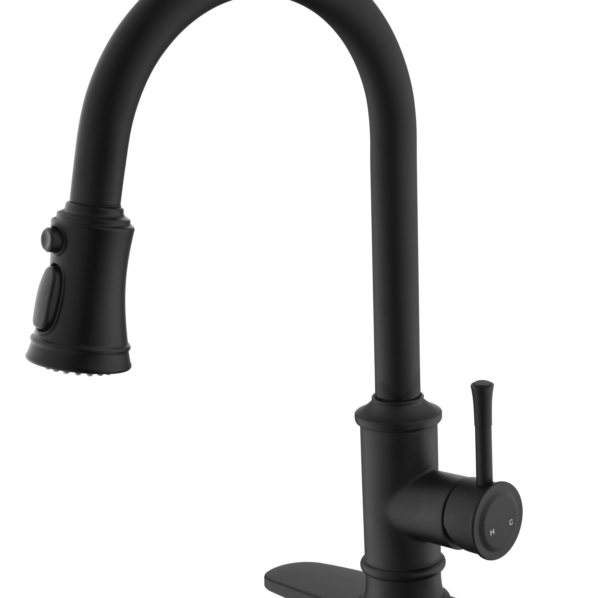 Kitchen Faucet With Pull Out Spraye Matte Black Stainless Steel