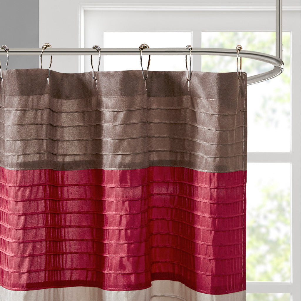 Faux Silk Shower Curtain Red Polyester