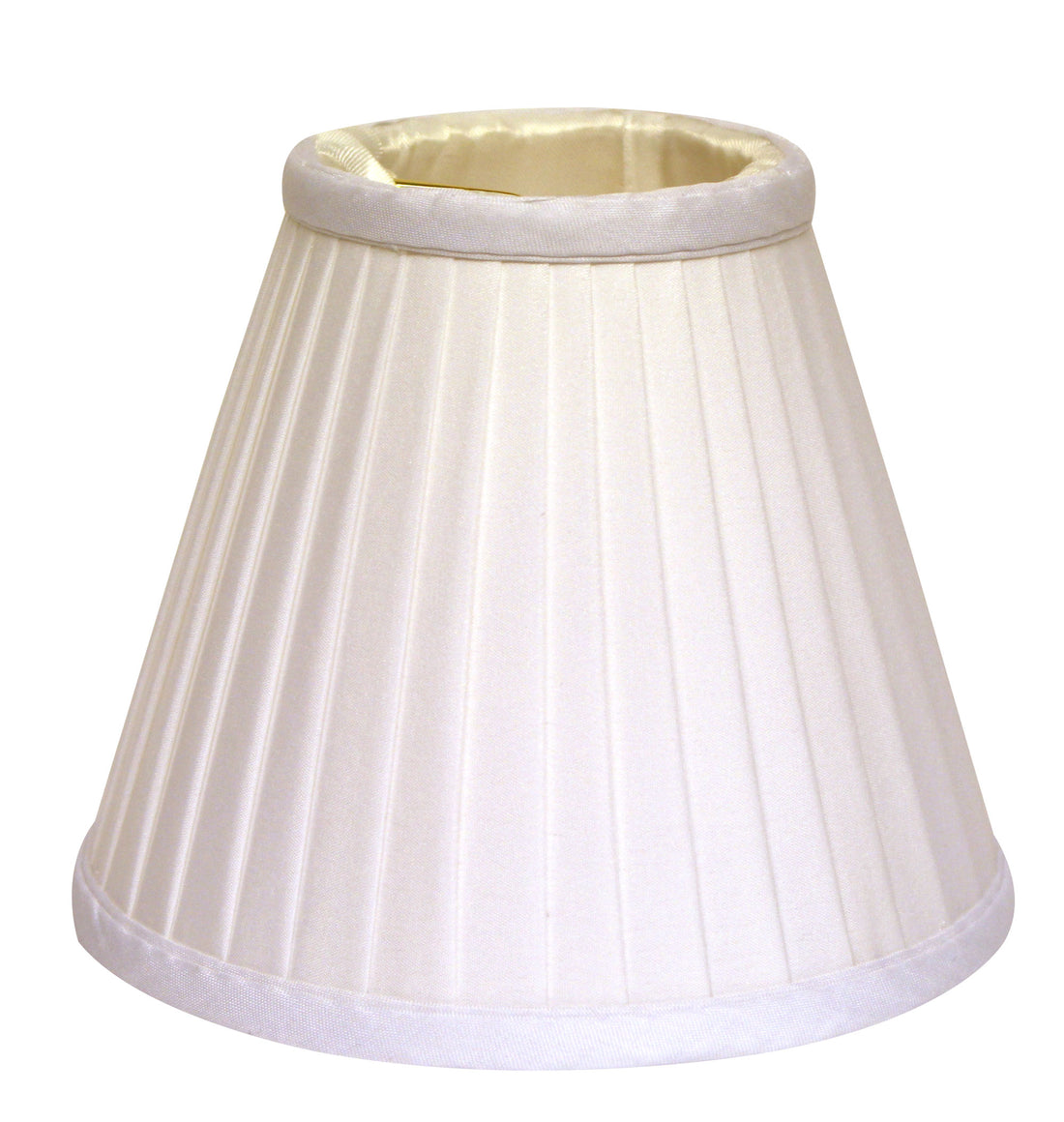 Slant Side Pleat Chandelier Lampshade With Flame Clip, White Set Of 6 White Silk