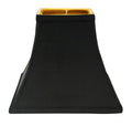 Square Bell Hardback Lampshade With Washer Fitter, Black Natural Fabric Lampshade With Gold Lining For Table Lamps, 6