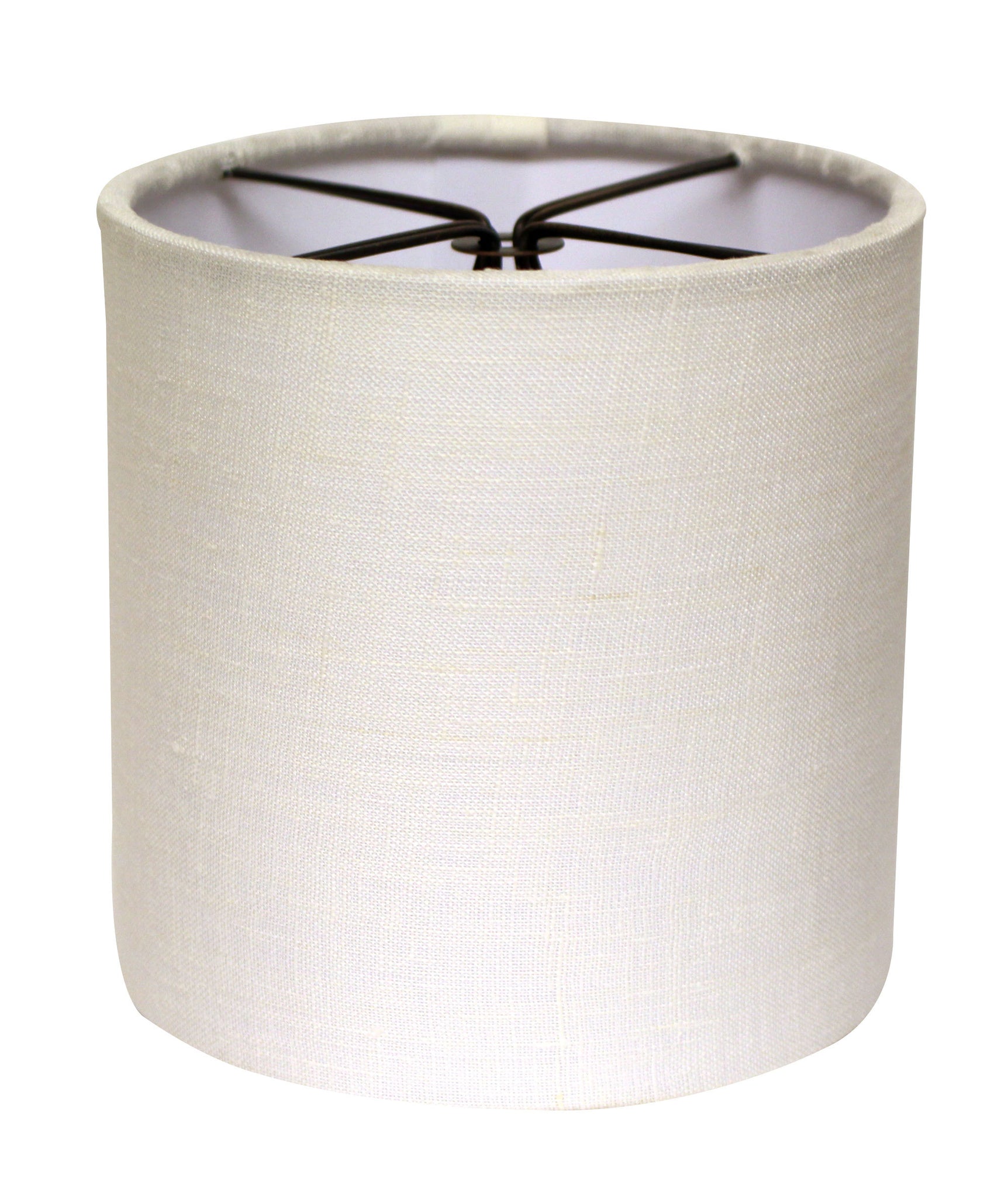 Drum Chandelier Lampshade With Double Flame Clip, Snow Set Of 6 White Linen