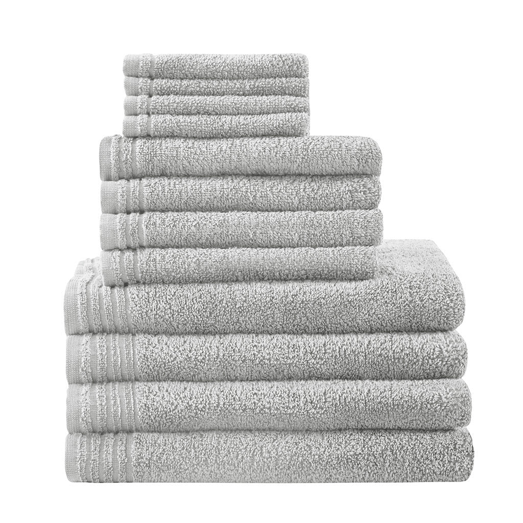 100% Cotton Quick Dry 12 Piece Bath Towel Set Silver Cotton