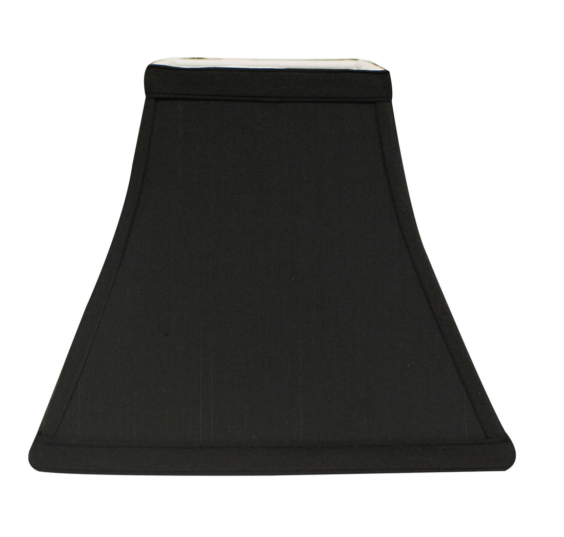 Slant Square Bell Hardback Lampshade With Washer Fitter, Black With White Lining Black White Shantung