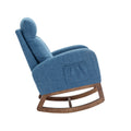 Coolmore Rocking Chair, Modern Glider Chair, Recliner Armchair With Wood Legs And Side Pocket, Nursery Rocking Accent Chair With High Back For Living Room Bedroom Blue Linen Blue Foam Linen