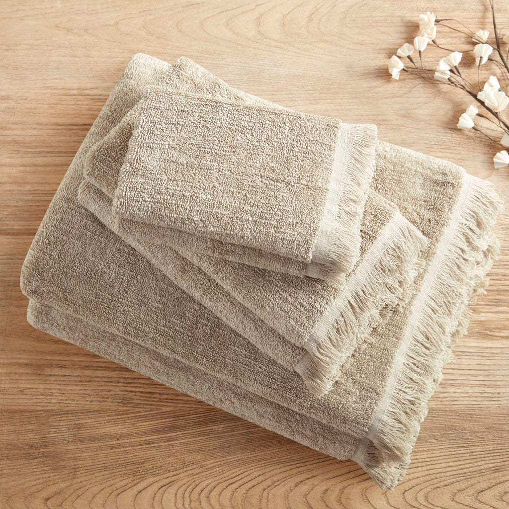 Cotton Dobby Slub 6 Piece Towel Set Taupe Cotton