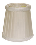 Slant Side Pleat Chandelier Lampshade With Flame Clip, Oyster Set Of 6 White Silk