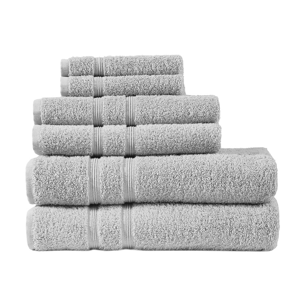 100% Turkish Cotton 6 Piece Towel Set Grey Cotton