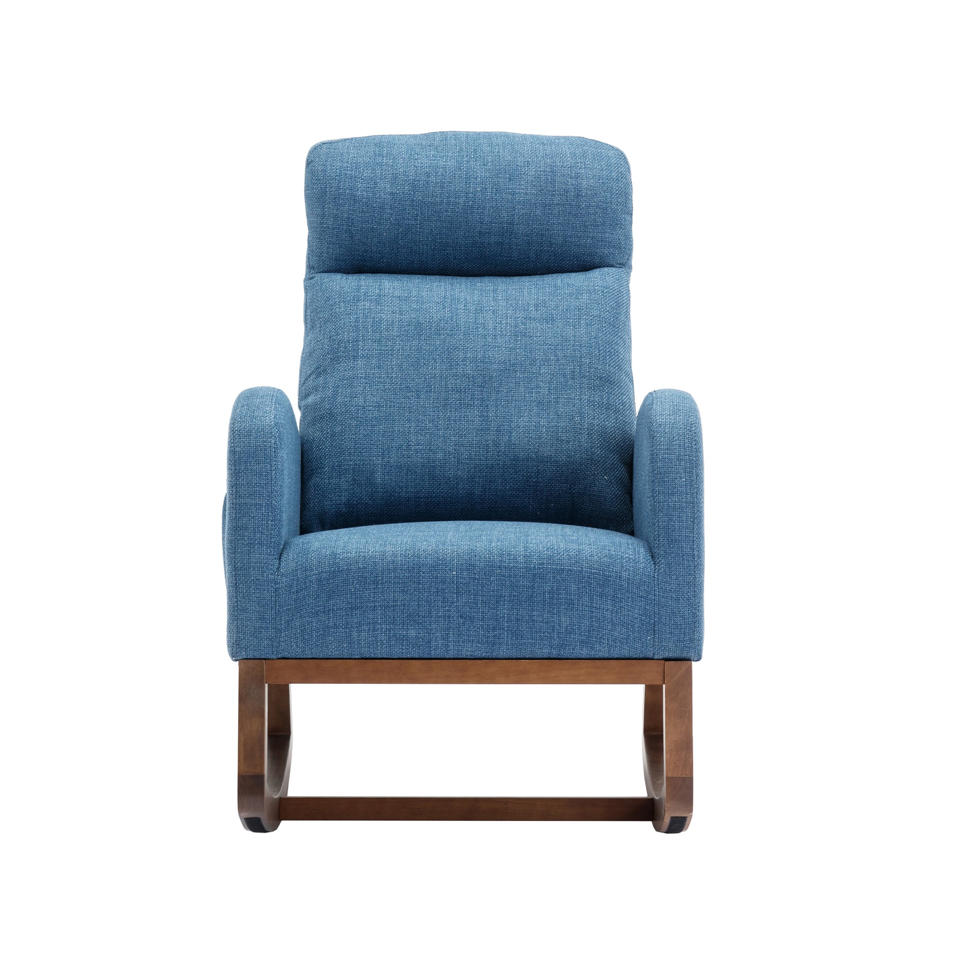 Coolmore Rocking Chair, Modern Glider Chair, Recliner Armchair With Wood Legs And Side Pocket, Nursery Rocking Accent Chair With High Back For Living Room Bedroom Blue Linen Blue Foam Linen