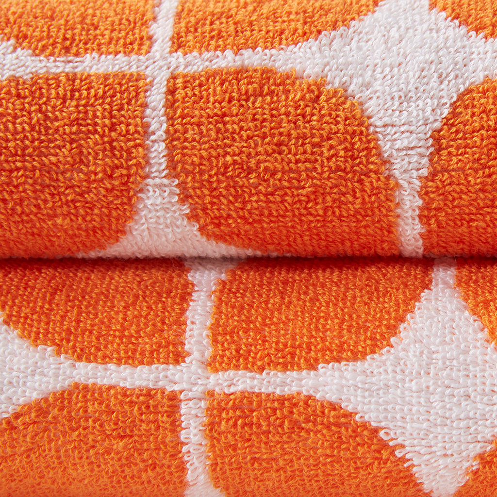 Cotton Jacquard Bath Towel 6 Piece Set Orange Cotton