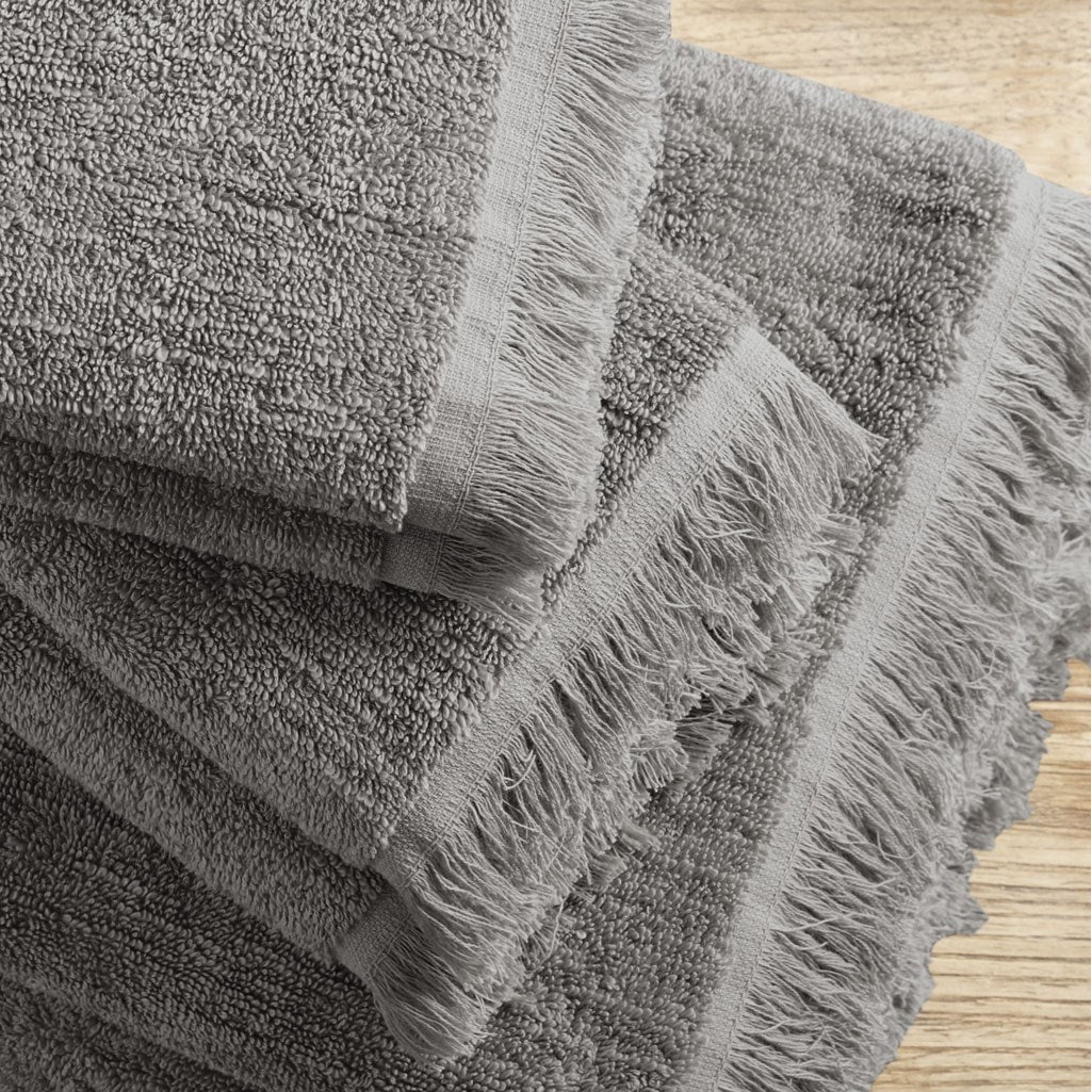 Cotton Dobby Slub 6 Piece Towel Set Charcoal Cotton