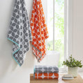 Cotton Jacquard Bath Towel 6 Piece Set Orange Cotton