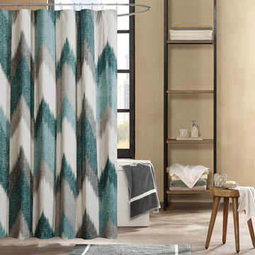 Cotton Printed Shower Curtain Aqua Cotton