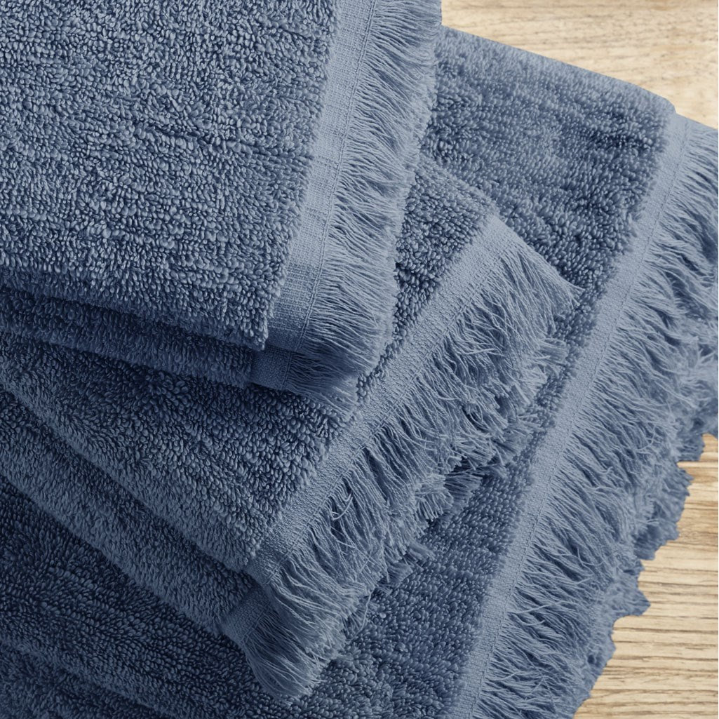 Cotton Dobby Slub 6 Piece Towel Set Navy Cotton