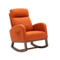 Coolmore Rocking Chair, Modern Glider Chair, Recliner Armchair With Wood Legs And Side Pocket, Nursery Rocking Accent Chair With High Back For Living Room Bedroom Orange Linen Orange Foam Linen