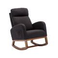 Coolmore Rocking Chair, Modern Glider Chair, Recliner Armchair With Wood Legs And Side Pocket, Nursery Rocking Accent Chair With High Back For Living Room Bedroom Black Linen Black Foam Linen