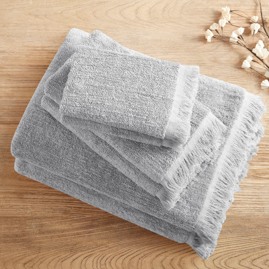 Cotton Dobby Slub 6 Piece Towel Set Grey Cotton