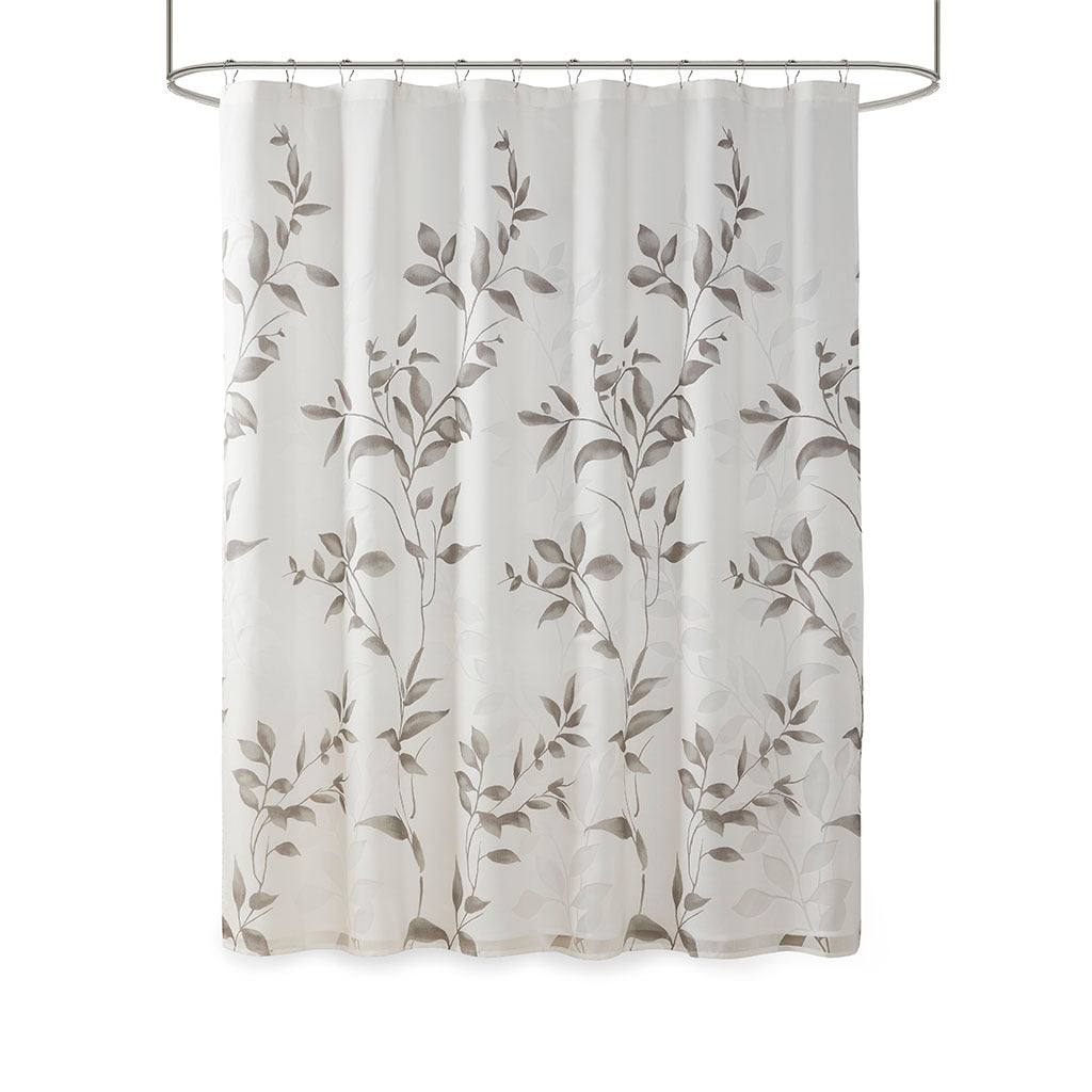 Burnout Printed Shower Curtain Grey Polyester