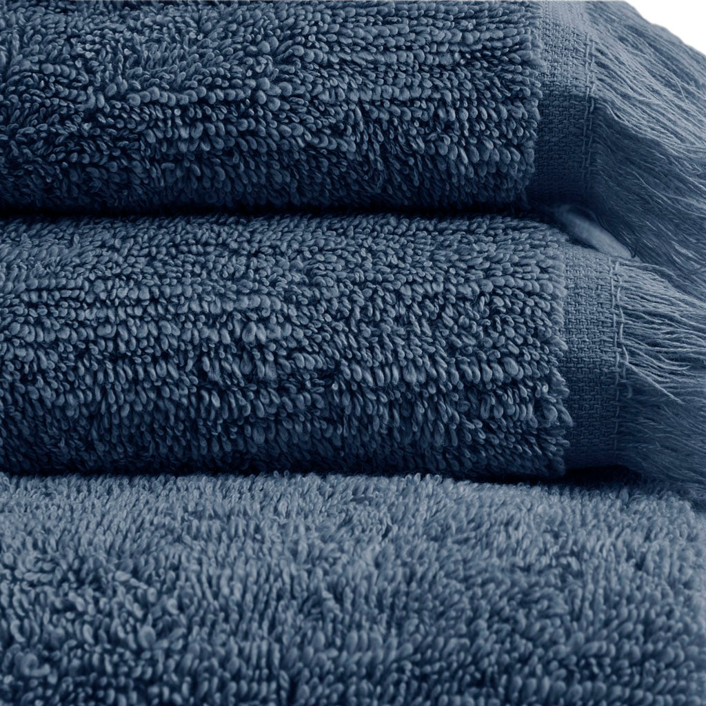 Cotton Dobby Slub 6 Piece Towel Set Navy Cotton