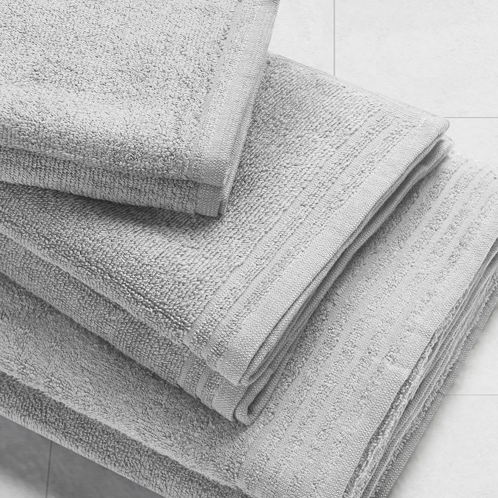 100% Cotton Quick Dry 12 Piece Bath Towel Set Silver Cotton