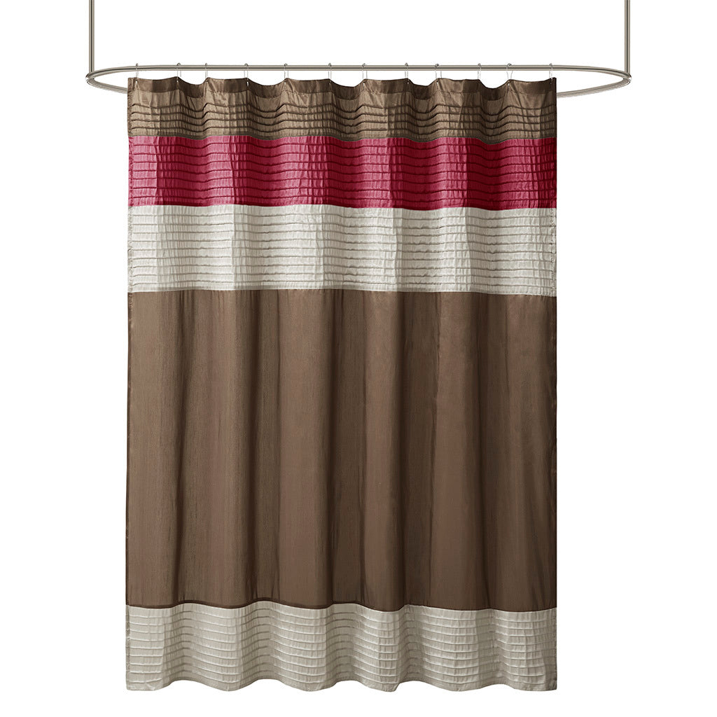 Faux Silk Shower Curtain Red Polyester