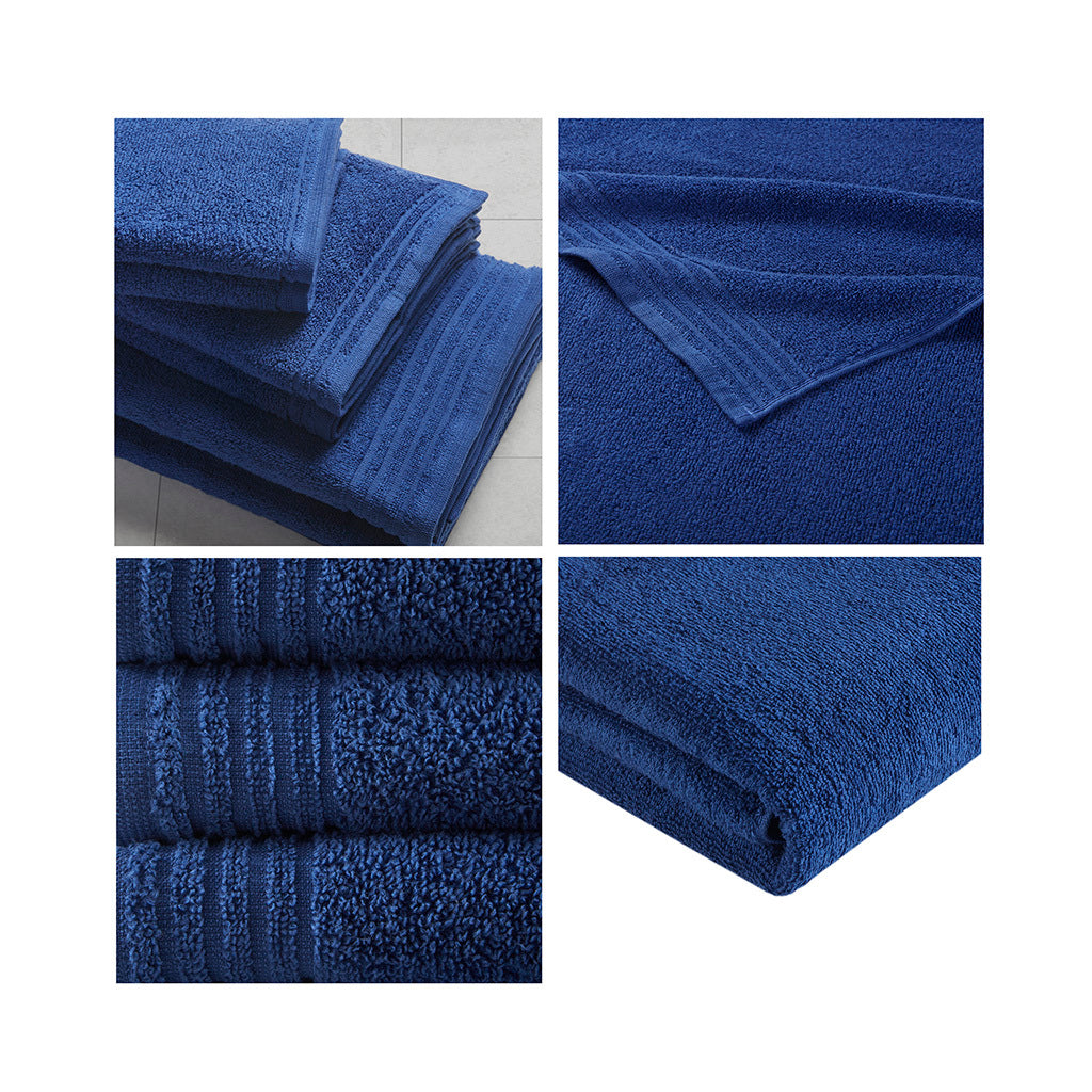 100% Cotton Quick Dry 12 Piece Bath Towel Set Navy Cotton