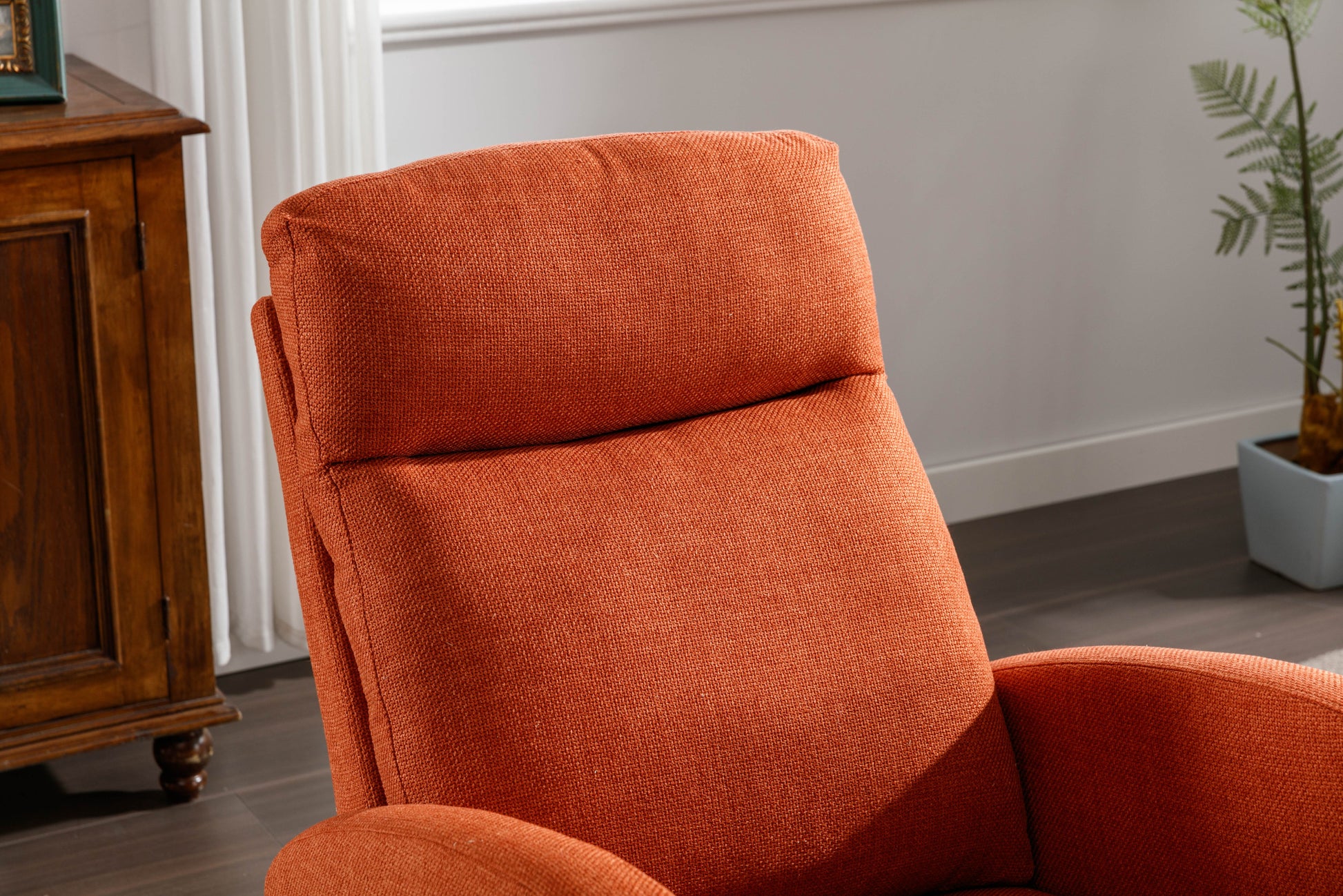 Coolmore Rocking Chair, Modern Glider Chair, Recliner Armchair With Wood Legs And Side Pocket, Nursery Rocking Accent Chair With High Back For Living Room Bedroom Orange Linen Orange Foam Linen