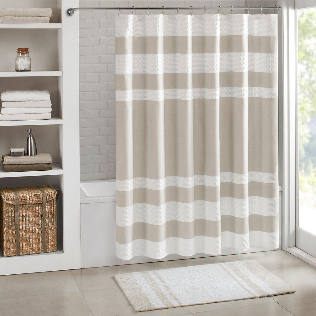 Shower Curtain With 3M Treatment Taupe Polyester