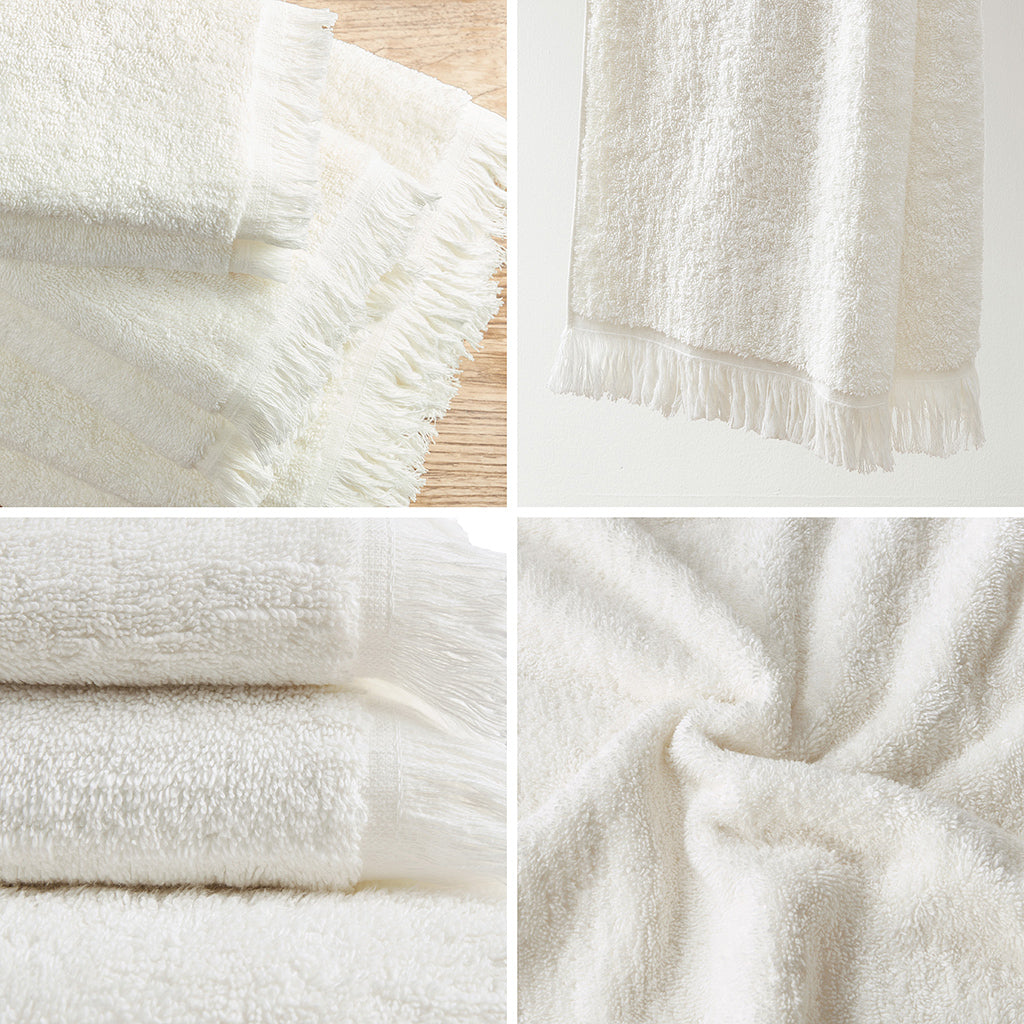 Cotton Dobby Slub 6 Piece Towel Set Ivory Cotton