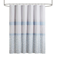 Printed And Embroidered Shower Curtain Blue Microfiber