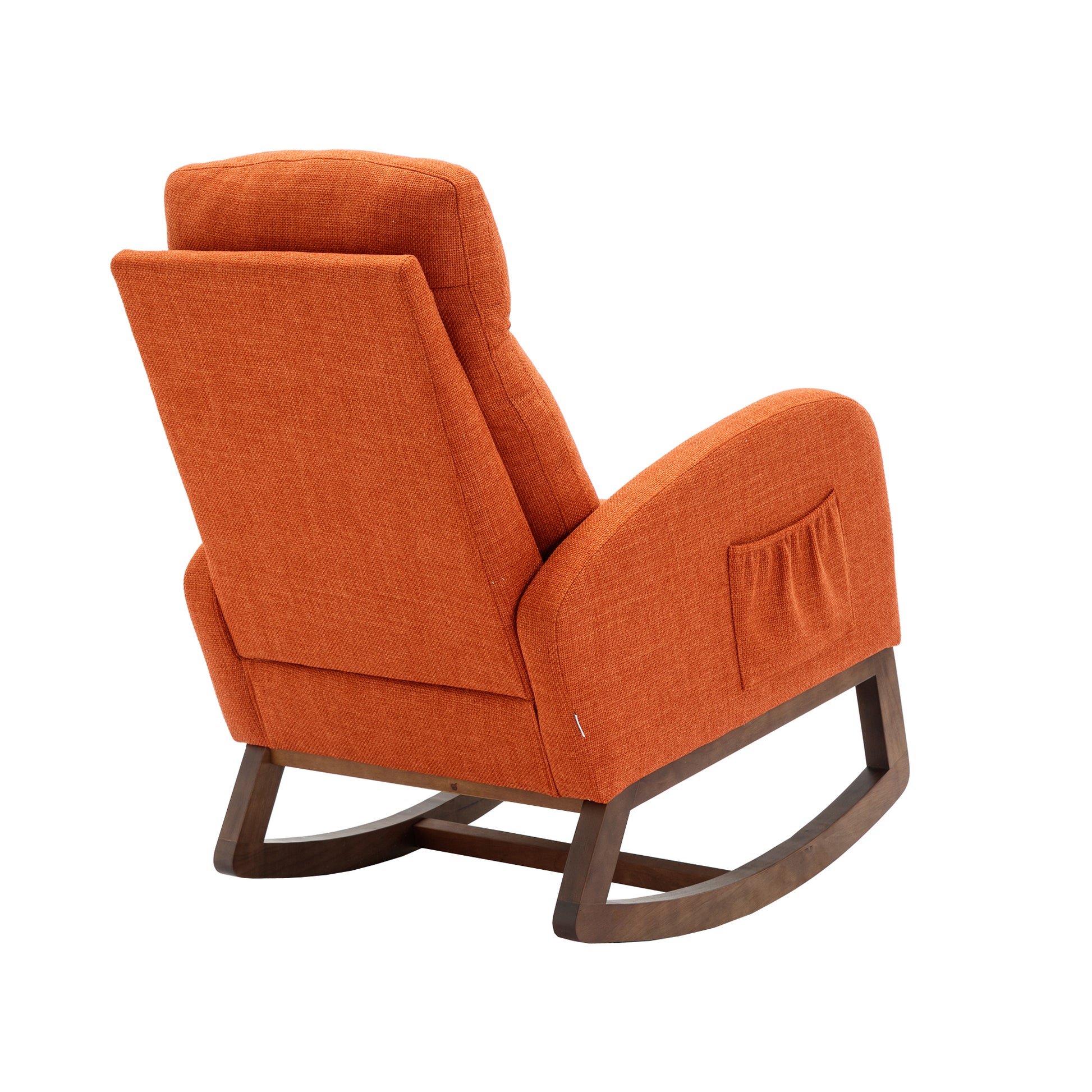 Coolmore Rocking Chair, Modern Glider Chair, Recliner Armchair With Wood Legs And Side Pocket, Nursery Rocking Accent Chair With High Back For Living Room Bedroom Orange Linen Orange Foam Linen