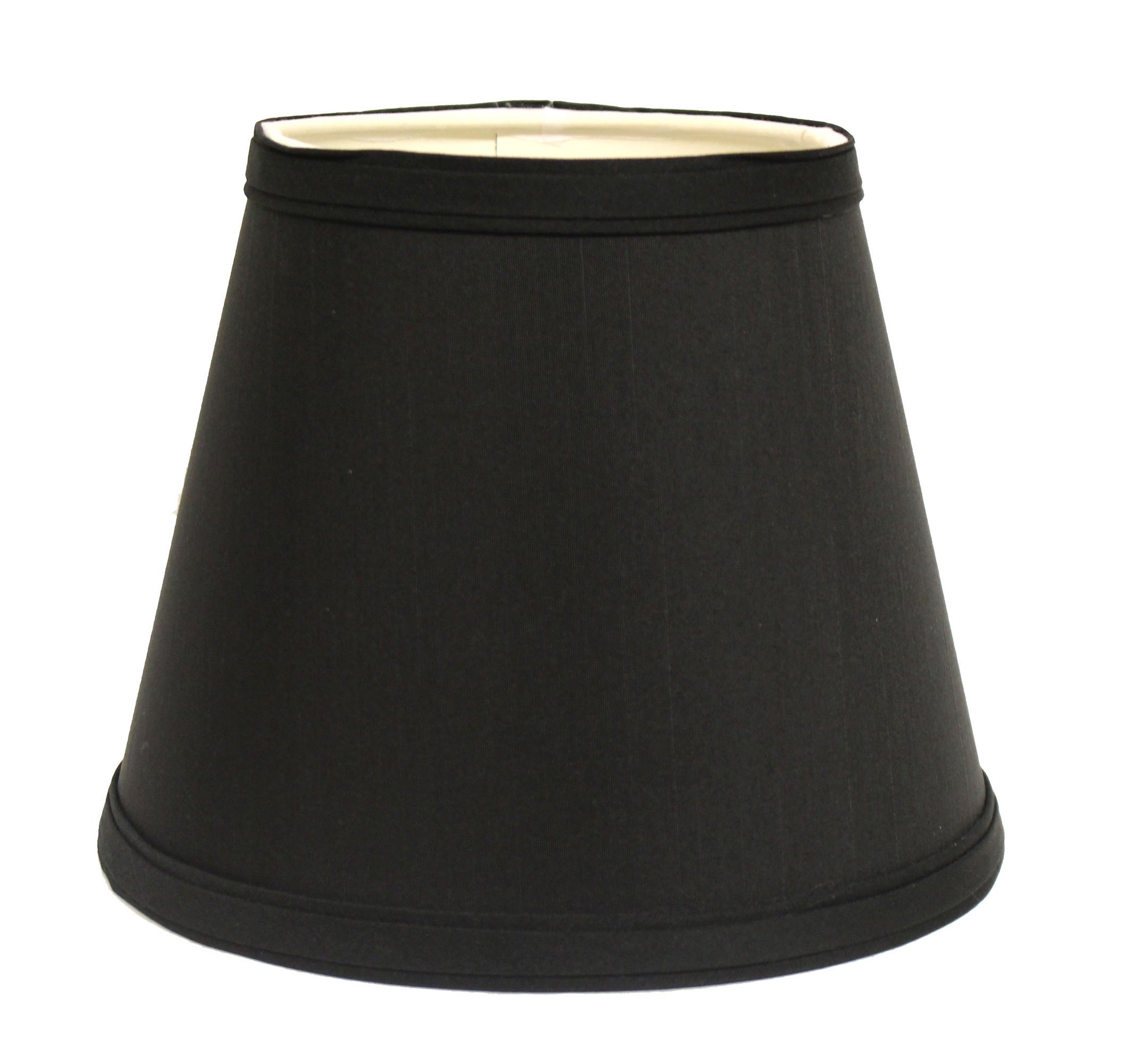 Slant Empire Hardback Lampshade With Uno Fitter, Black With White Lining Black White Shantung