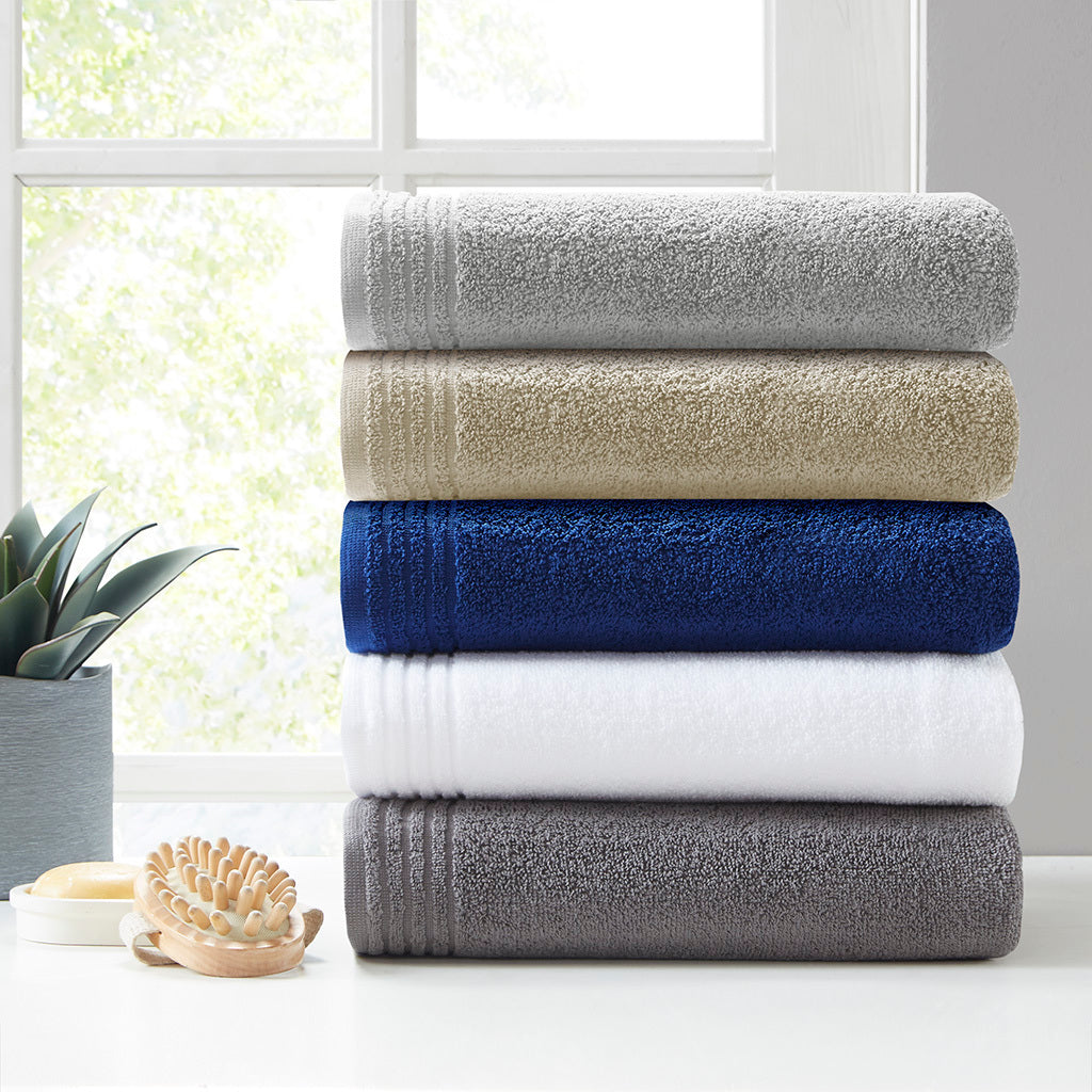 100% Cotton Quick Dry 12 Piece Bath Towel Set Silver Cotton