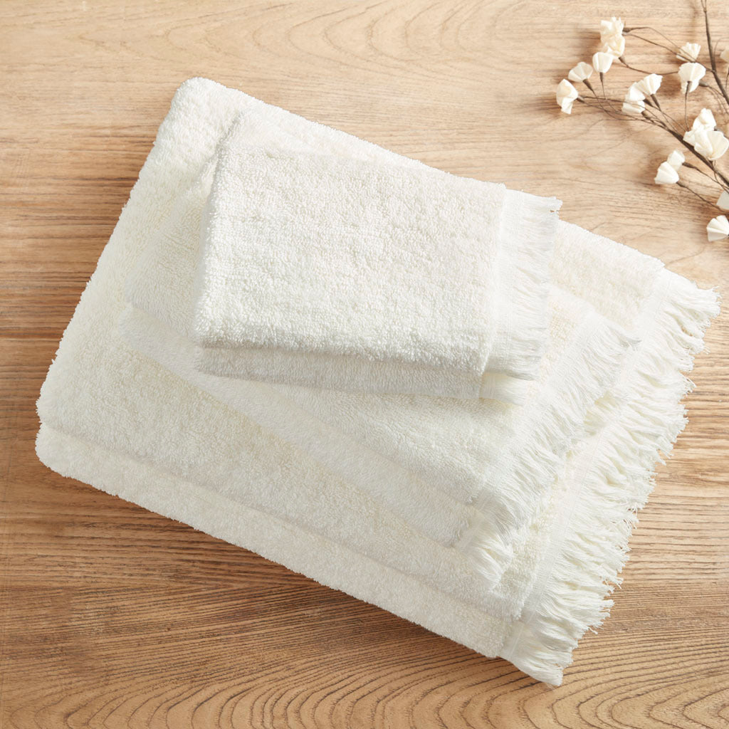 Cotton Dobby Slub 6 Piece Towel Set Ivory Cotton