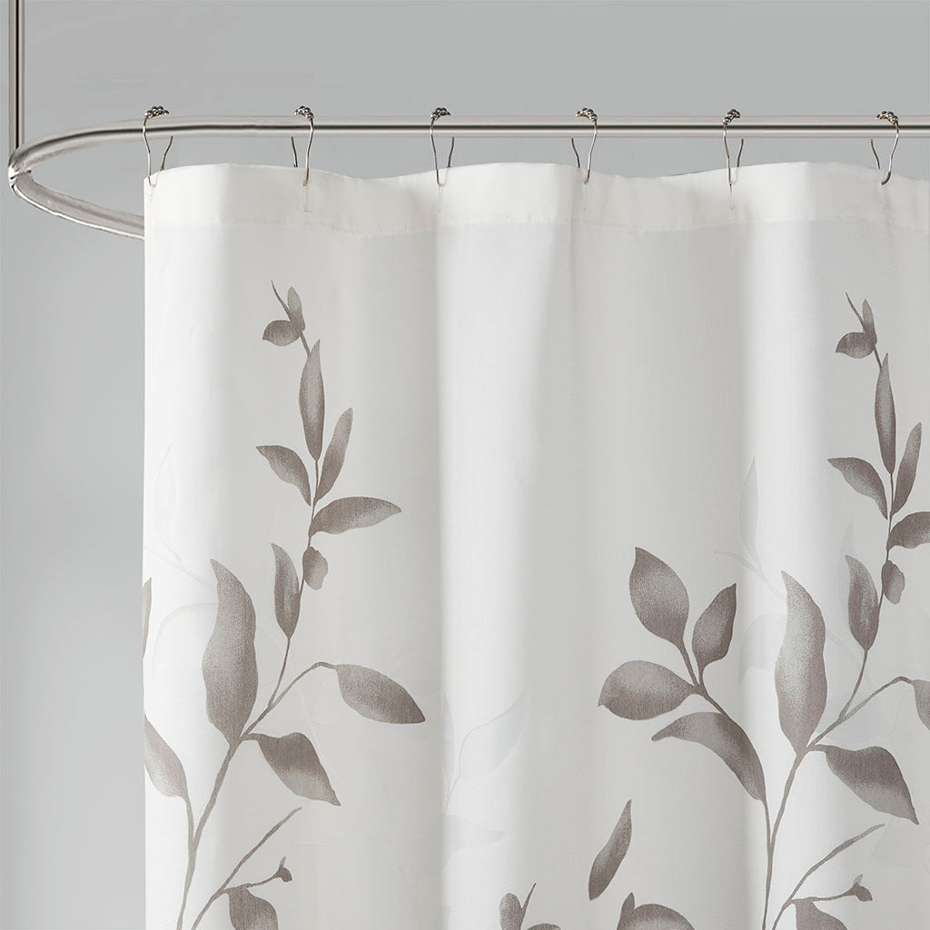 Burnout Printed Shower Curtain Grey Polyester