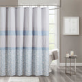 Printed And Embroidered Shower Curtain Blue Microfiber