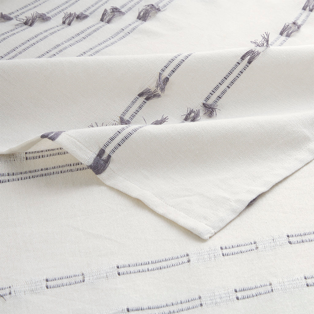Cotton Jacquard Shower Curtain Ivory Cotton