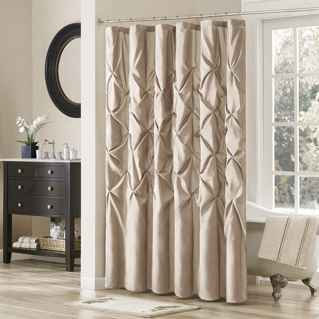 Tufted Semi Sheer Shower Curtain Taupe Cotton