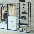 Fiona White Freestanding Walk In Wood Closet System With Metal Frame White Mdf Melamine