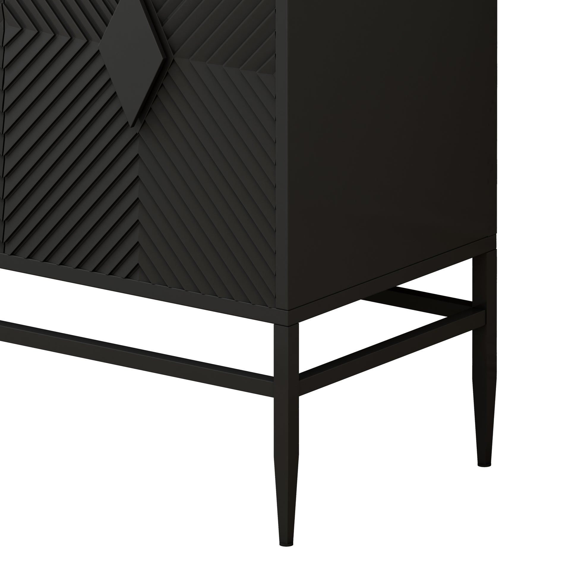 31.50" Modern 2 Door Wooden Storage Cabinet Accent Cabinet With Metal Leg Featuring Two Tier Storage, For Living Room, Entryway And Dining Room, Painted In Black Accent Chests Painted Or Hand Painted Black Primary Living Space Art