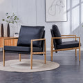 Sofa Chair.Black Pu Leather Accent Arm Chair Mid Century Modern Upholstered Armchair With Imitation Solid Wood Color Metal Frame Padded Backrest And Seat Cushion Sofa Chairs For Living Room Sf 010 Black Foam Pu