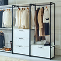 Fiona White Freestanding Walk In Wood Closet System With Metal Frame White Mdf Melamine