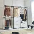 Fiona White Freestanding Walk In Wood Closet System With Metal Frame White Mdf Melamine