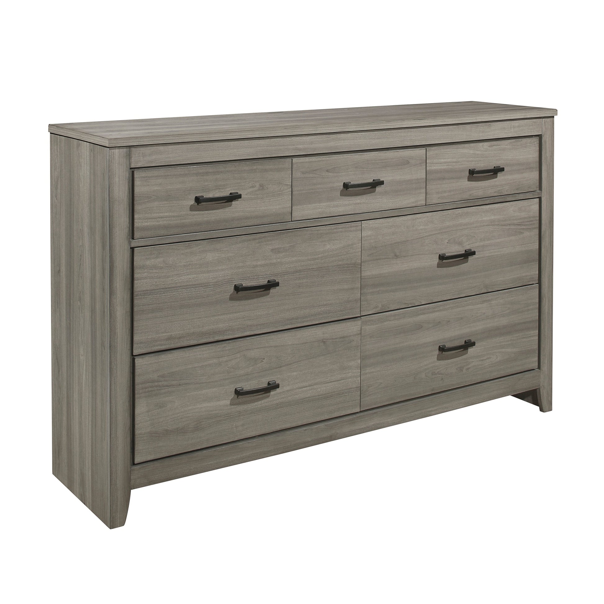 Dark Gray Finish Transitional Look 1Pc Dresser Of 7 Drawers Industrial Rustic Modern Style Bedroom Furniture Dark Gray 5 Drawers & Above Bedroom Transitional Wood