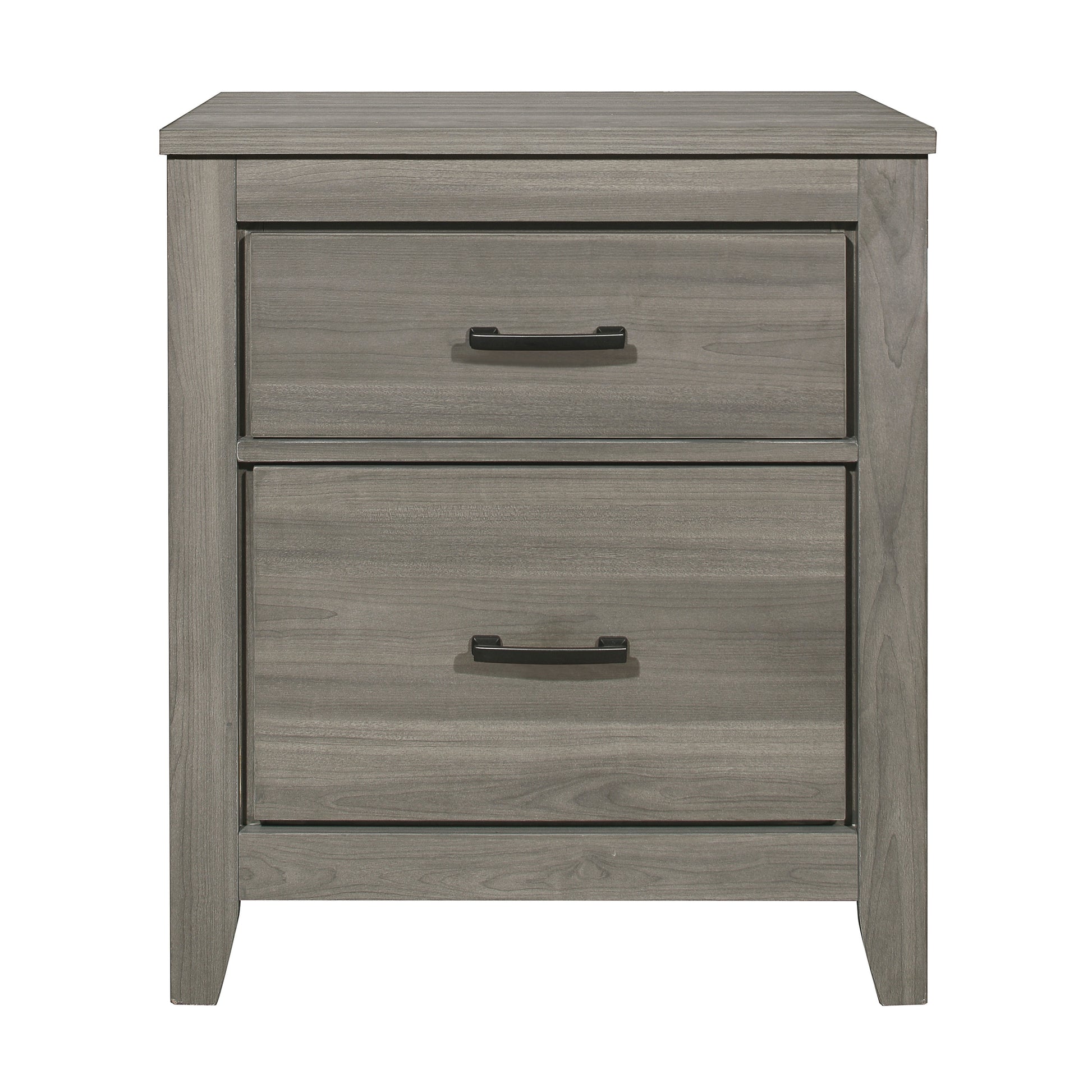 Dark Gray Finish Transitional Look 1Pc Nightstand Industrial Rustic Modern Style Bedroom Furniture Dark Gray 2 Drawers Bedroom Drawer Storage Industrial,Modern,Rustic,Transitional Wood