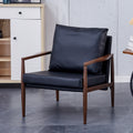 Sofa Chair.Black Pu Leather Accent Arm Chair Mid Century Modern Upholstered Armchair With Imitation Solid Wood Color Metal Frame Padded Backrest And Seat Cushion Sofa Chairs For Living Room Black Foam Pu