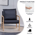 Sofa Chair.Black Pu Leather Accent Arm Chair Mid Century Modern Upholstered Armchair With Imitation Solid Wood Color Metal Frame Padded Backrest And Seat Cushion Sofa Chairs For Living Room Sf 010 Black Foam Pu