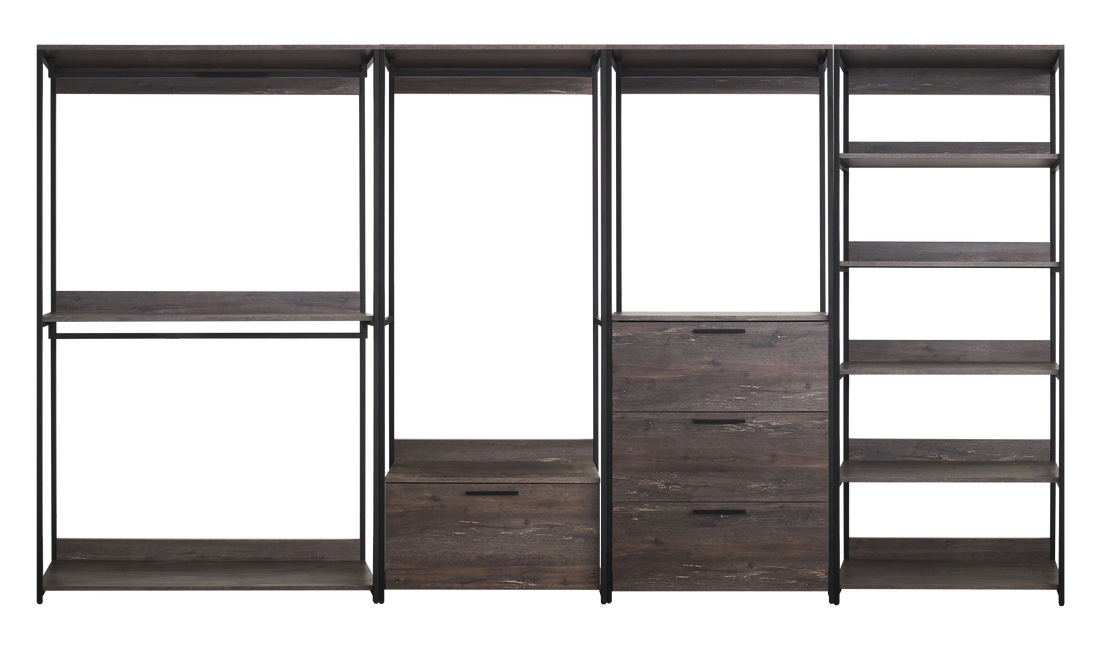 Monica Wood Walk In Closet System Rustic Mdf Melamine