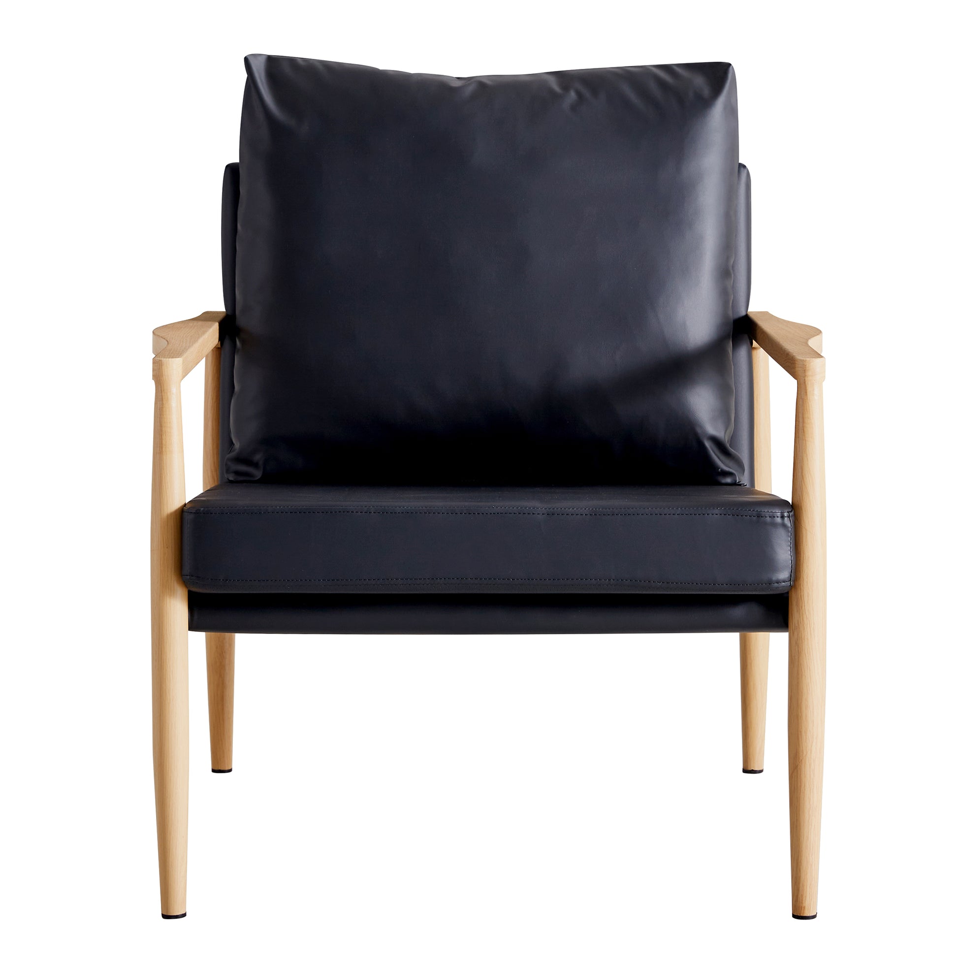 Sofa Chair.Black Pu Leather Accent Arm Chair Mid Century Modern Upholstered Armchair With Imitation Solid Wood Color Metal Frame Padded Backrest And Seat Cushion Sofa Chairs For Living Room Sf 010 Black Foam Pu